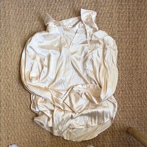 Daily Drills Silky Ivory Button-Front Women's Blouse